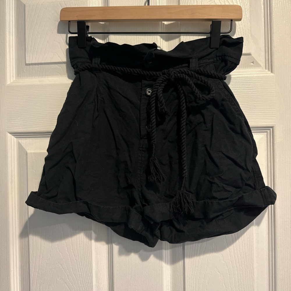 Billabong Black High Waist Women's Shorts with Rope Tie